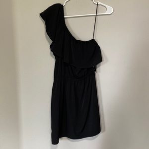 One shoulder black mini dress